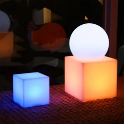 Luz LED de cubo creativa para exteriores, luces nocturnas brillantes impermeables para asiento, silla de jardín, control remoto, 16 colores, Bar, KTV, piscina, 10/15/20cm