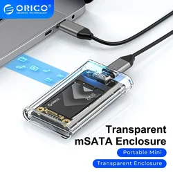 ORICO mSATA SSD Case to USB 3.2 Gen1 SSD Enclosure Adapter 5Gbps Transparent External Mini mSATA SSD Enclosure for pc Laptop