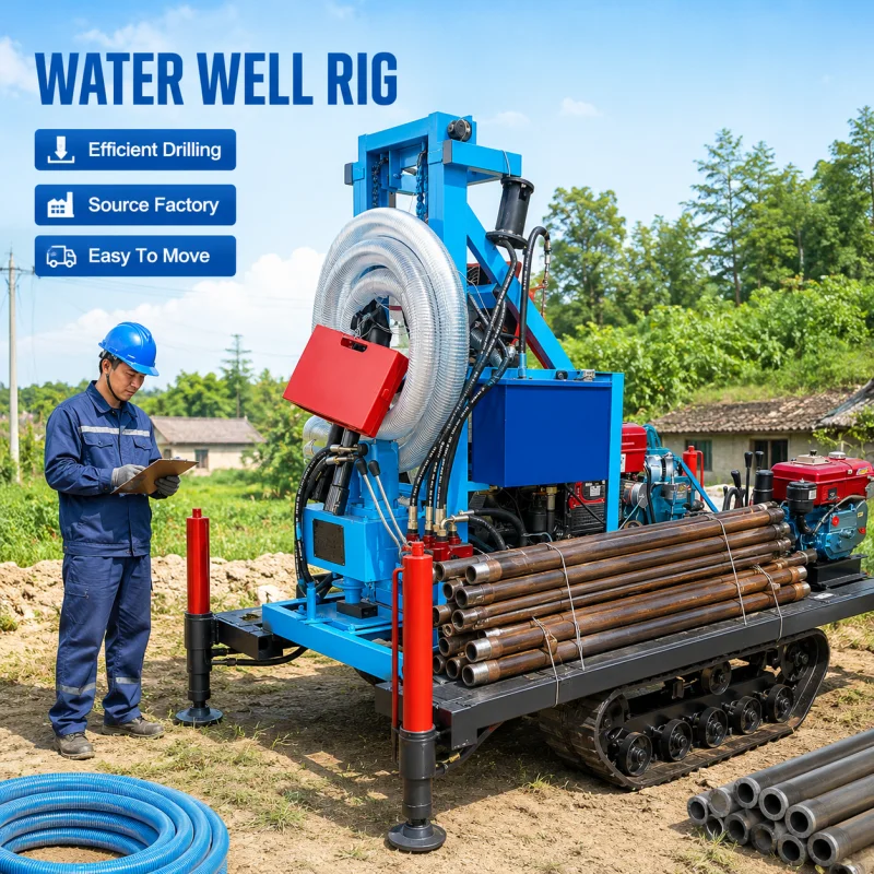 70m 150m 200m Portable diesel Mini Small Crawler Water Well Drilling Rig Machines for Geological Exploration