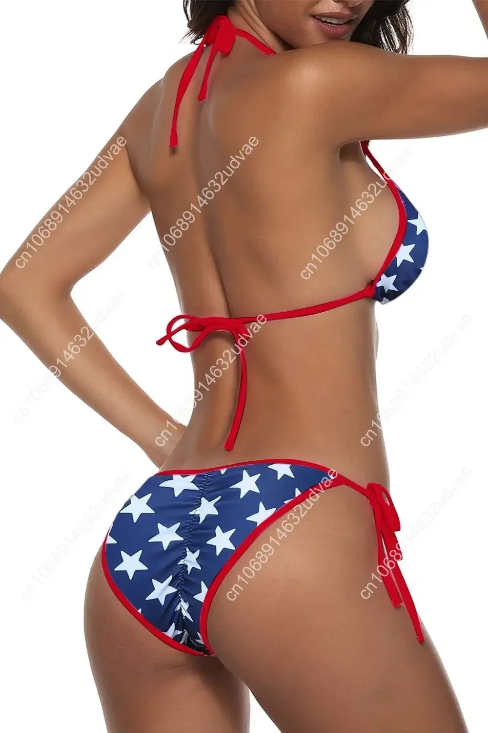 American Stars Mulheres Maiô de duas peças Sexy Swimwear Halter String Triangle Bikini Sets