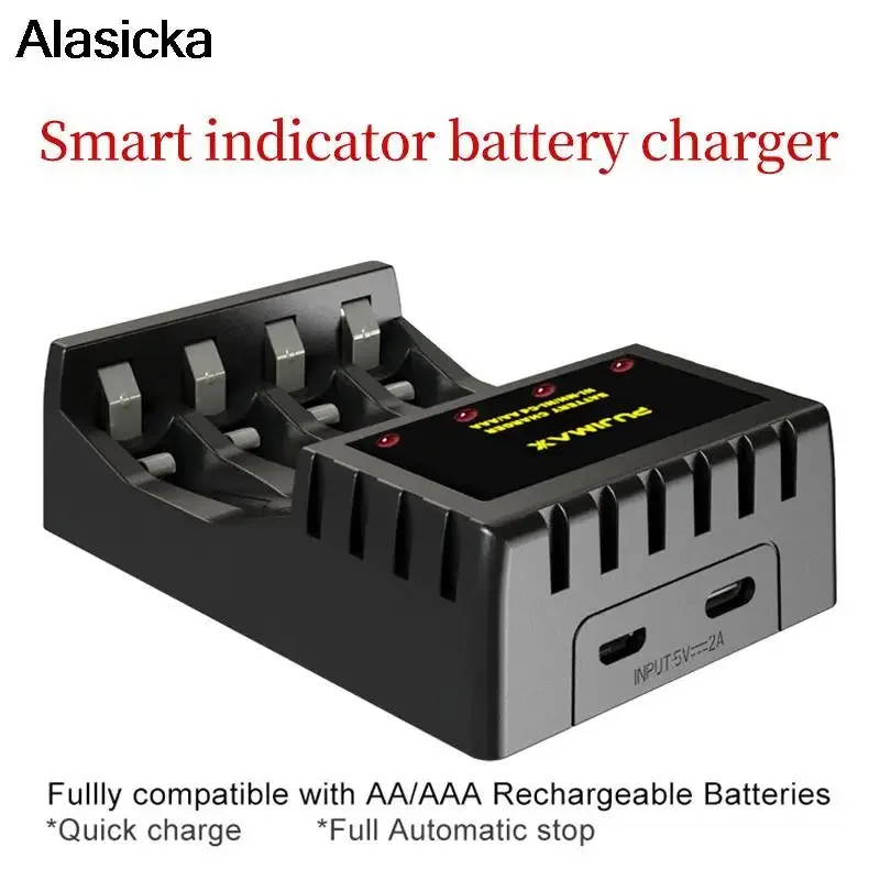 4 Slot Battery Charger Smart Indicator with Short Circuit Protection For 4X AAA/AA Lithium-ion Rechargeable NICD Battery