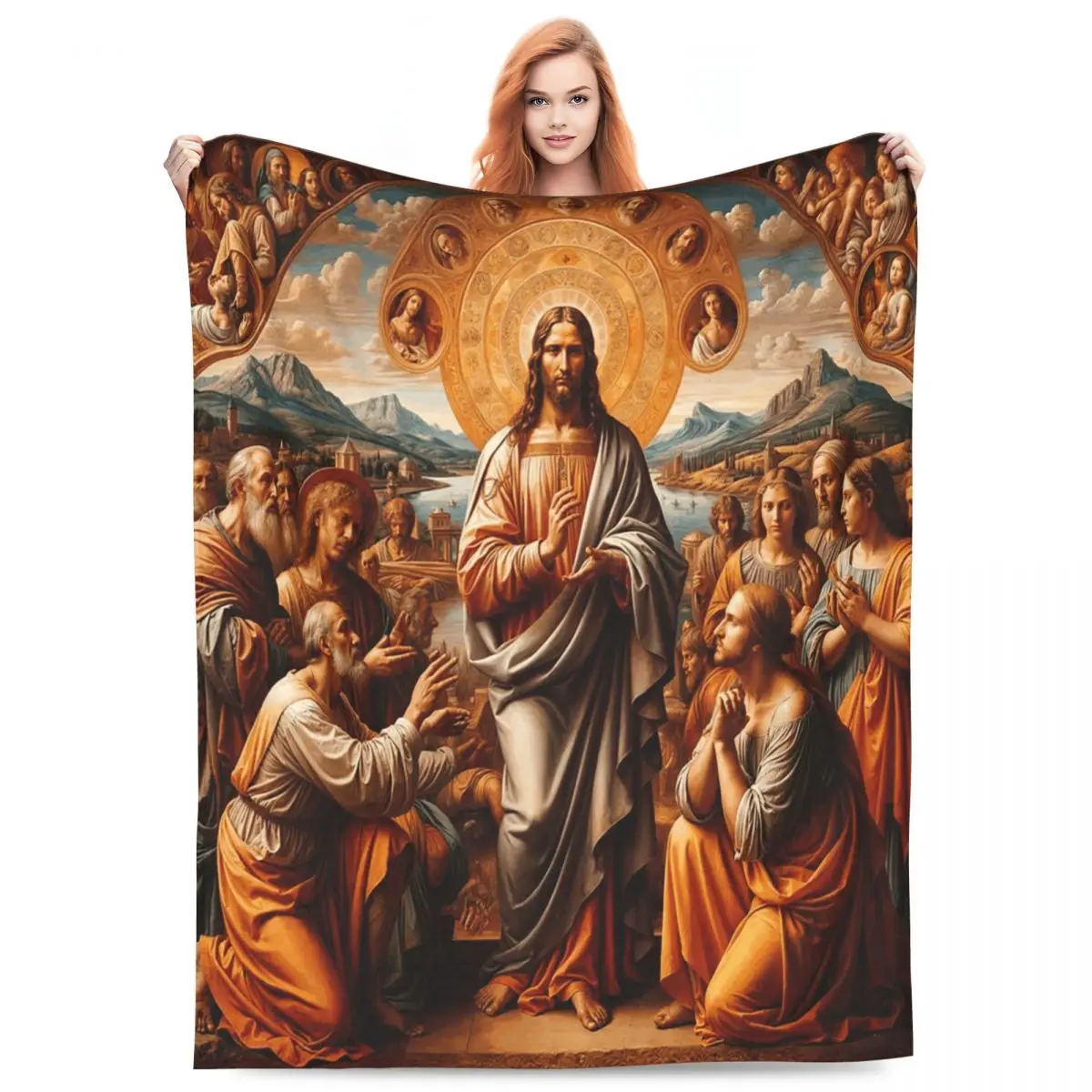 WORSHIPING JESUS Blankets Fleece Sofa Throw Blanket Multi-function for Home Bedroom Travel Throws Bedspread Quilt