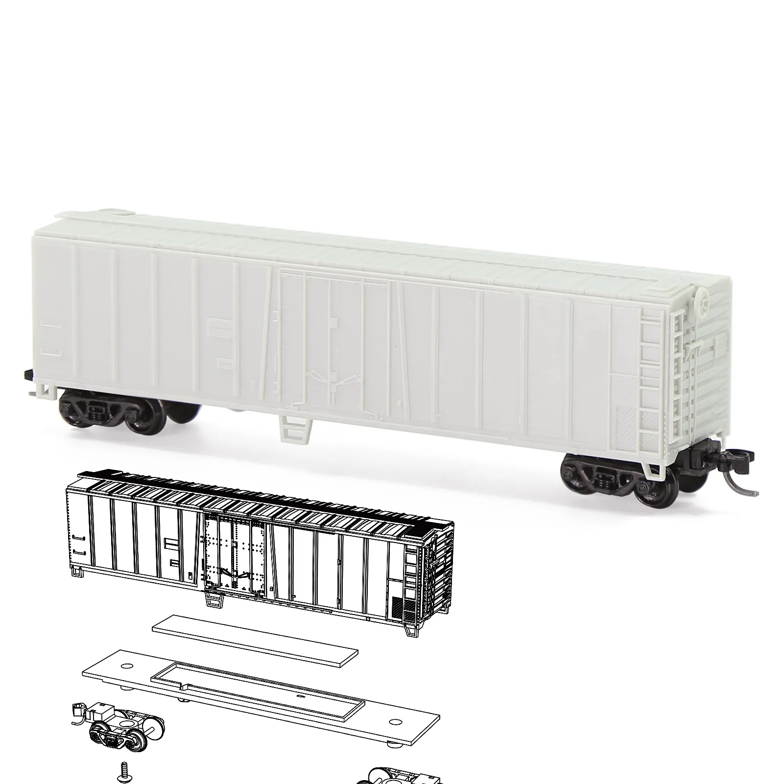 

C15015 Evemodel Wagon N Масштаб 1:160 50-дюймовый стальной перезавод в разобранном виде Неокрашенный 50-футовый боксерский грузовой автомобиль