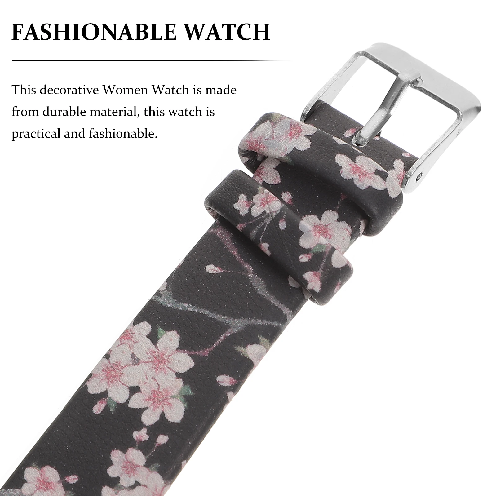

Часы с цветочным принтом для женщин Женские нежные наручные часы Квадратные черные изящные женские часы
