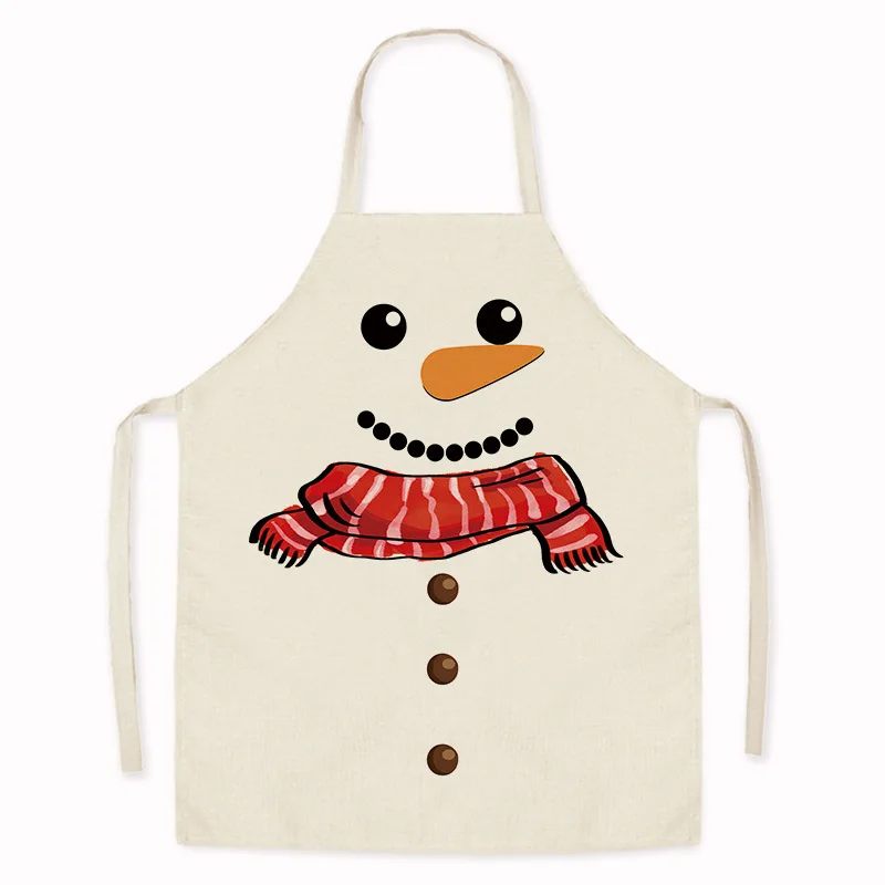 Cartoon Gingerbread Man Print Apron Christmas Decoration Party Apron Adult Kitchen Cooking Cleaning Accessories Kids Bibs