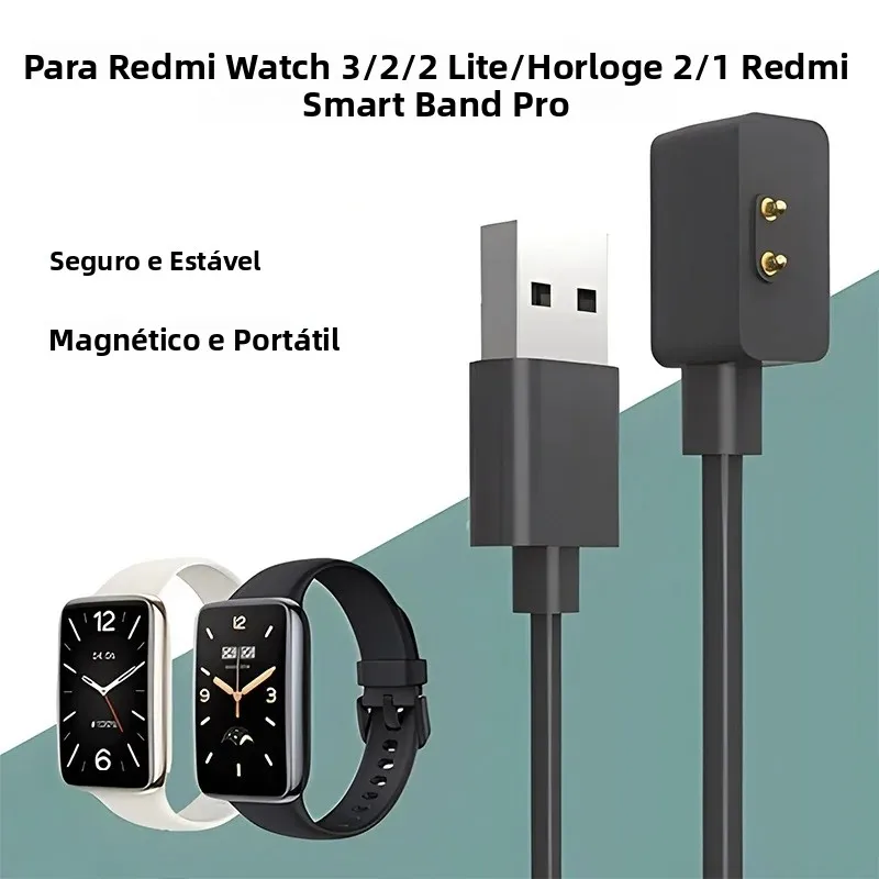 Carregador Magnético para Redmi Watch 3/2/2 Lite, Horloge 2, Watch 1, Redmi Smart Band Pro, Xiaomi Smart Band 7 Pro Cabo de Carregamento USB