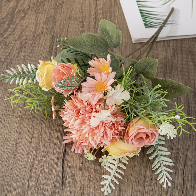 Fiori artificiali seta rosa dente di leone margherita Bouquet decorazioni per la casa fiori finti