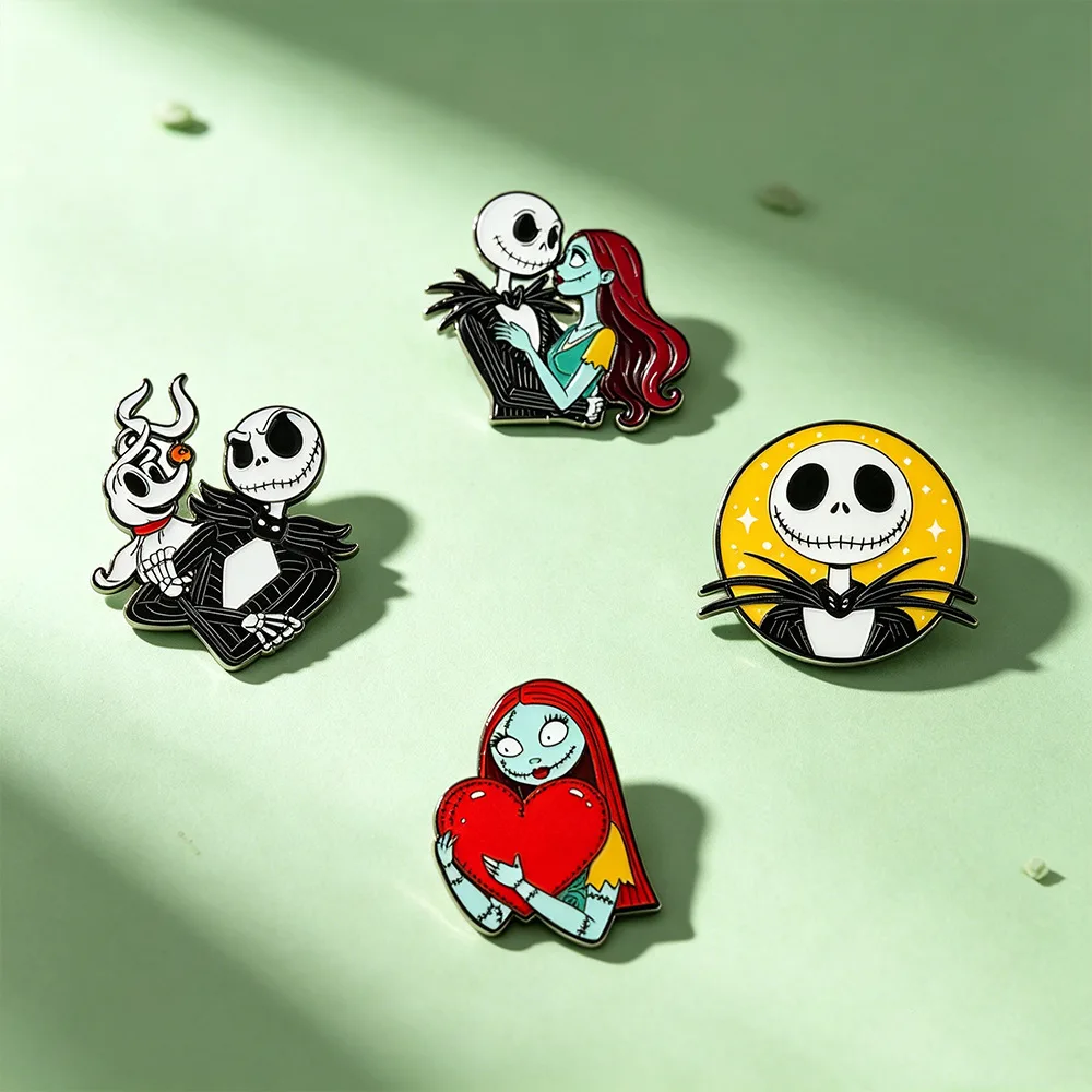 4-12 Stück Horrorfilm-Skelett-Joker-Jungen-Emaille-Pins, Cartoon-Mörder-Charaktere, Brosche, modisches Reversabzeichen, Rucksäcke, Schmuck, Geschenk – Detail 5