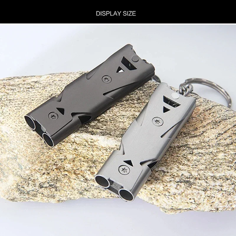 Premium Durable Portable Double Tube Whistle 180dB Emergency SOS Lifesaving Safety Kit for Outdoor Camping Hiking Referee view 3