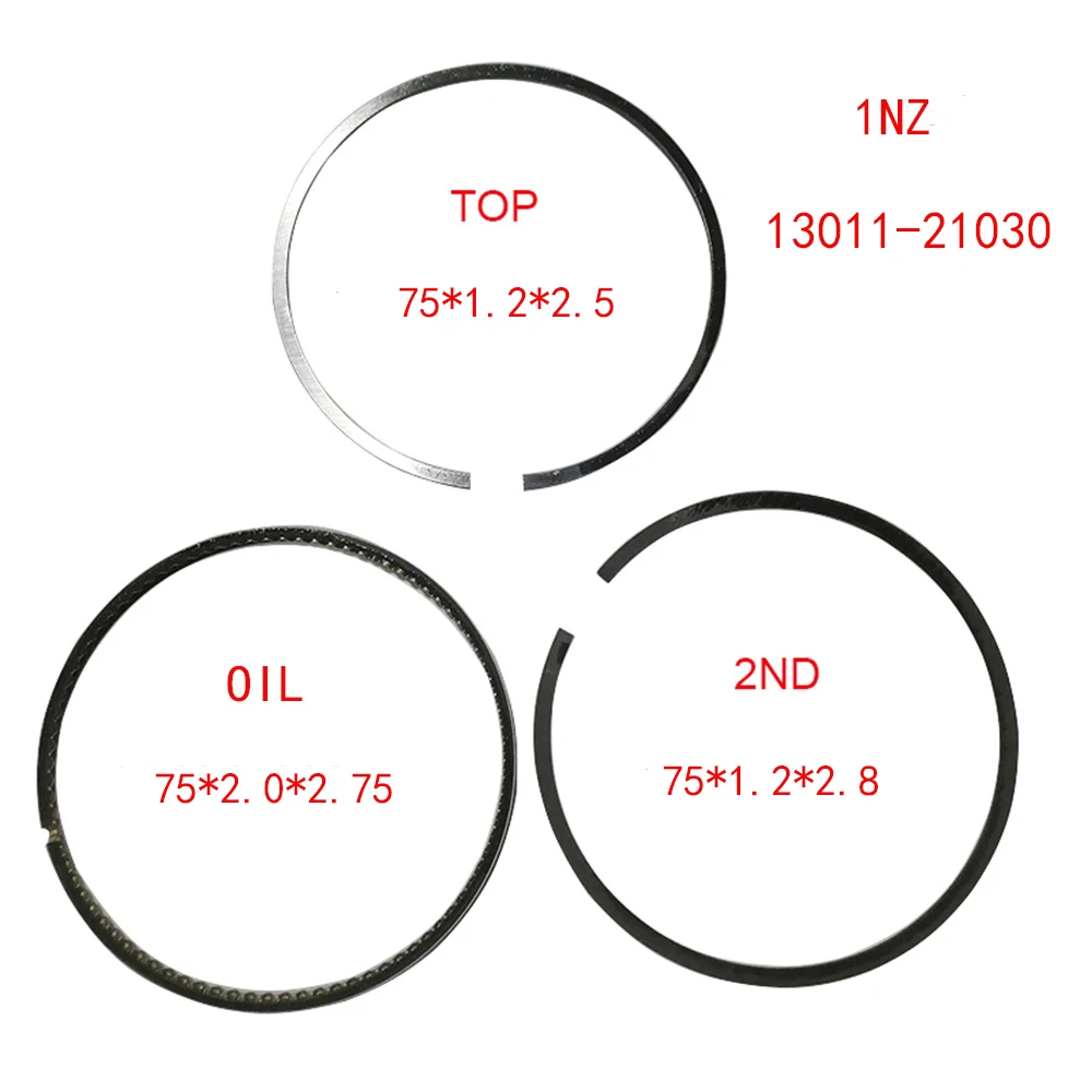 Engine Piston Ring 1NZ 1.2*1.2*2 STD35973 28125 75MM 13011-21030 For Toyota Prius Probox Raum Funcargo