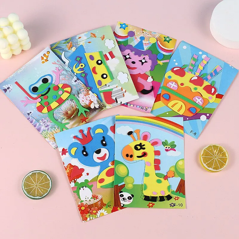 DIY Cartoon Animal 3D EVA Foam Sticker Puzzle 20 Styles Handmade Early Learning Educational Toys For Children Kids Gift