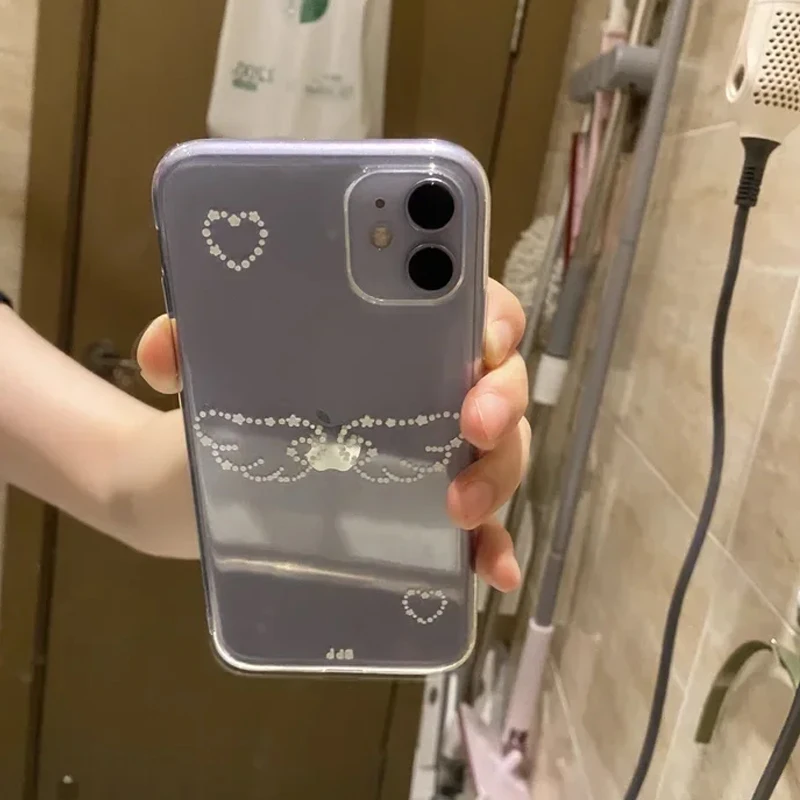 Funda de teléfono con alas de Ángel coreanas ins, funda de teléfono con corazón de amor para iPhone 16 15 14 13 12 11 Pro XR X Max 7 8 Plus MINI, funda creativa