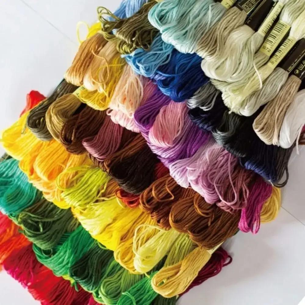 Unique Cross Stitch Thread Craft Gradient Color Floss Sewing Skeins 24 Pieces /8 Meters /6 Strands Polyester Cotton