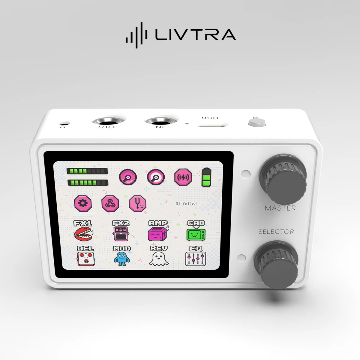 LIVTRA NANOCORE ミニマルチエフェクターペダル – 9～10時間のバッテリー寿命、2.4インチTFTディスプレイ、103dBダイナミックレンジ、ギター/ベース練習用