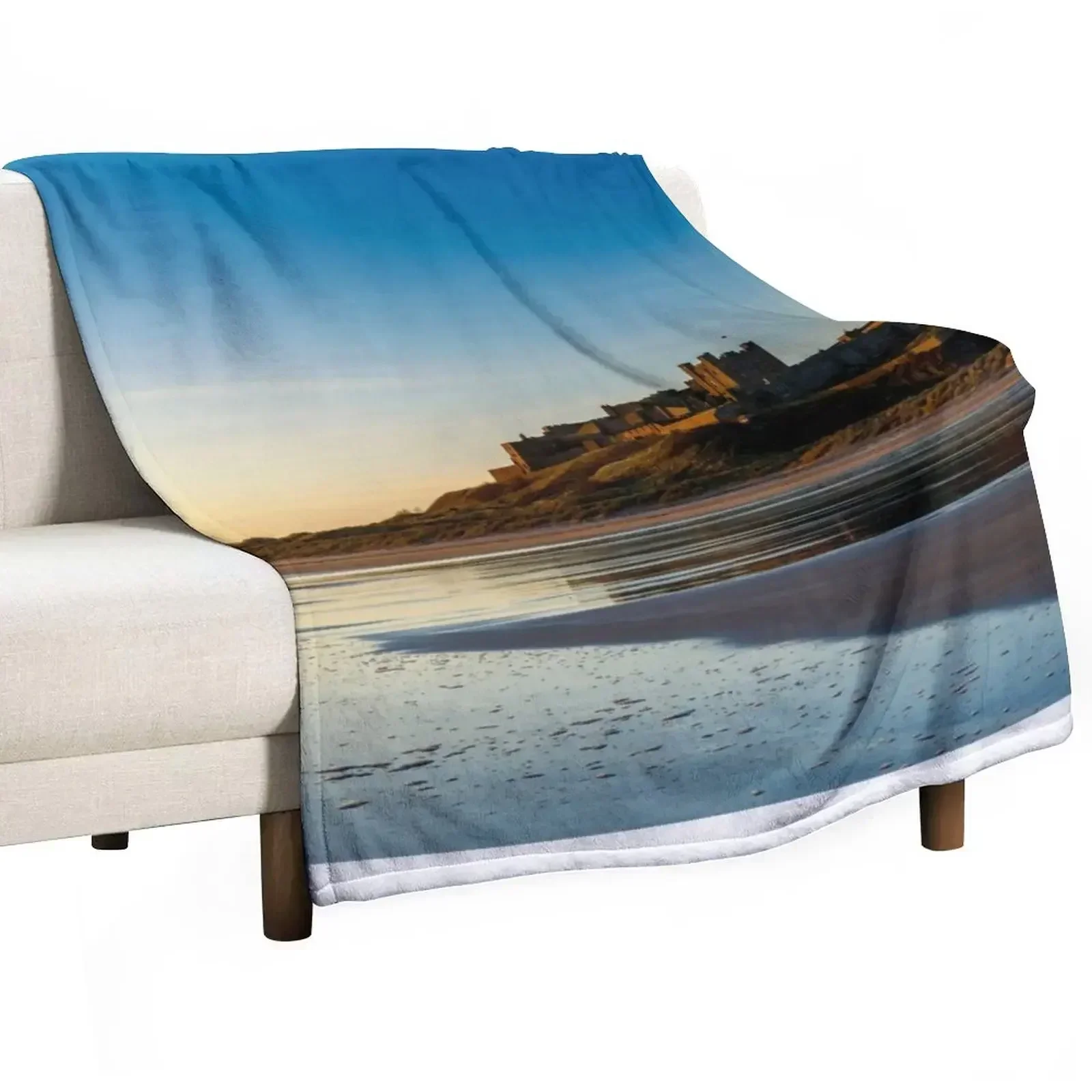 

New Sunrise over Bamburgh Castle Throw Blanket Luxury Personalized Gift Blankets For Sofas Blankets