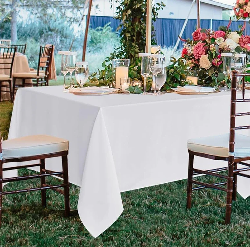 White Table Cloth Anti Scratch Polyester Tablecloth Decorative Washable Fabric Table Cover Wedding Dining Buffet Party Decorativ