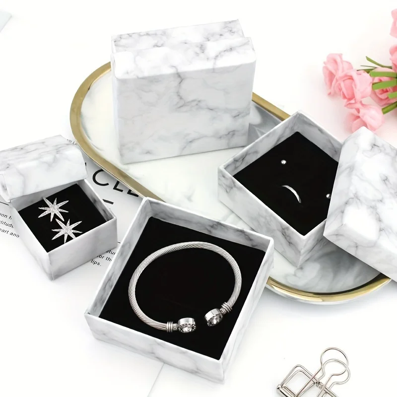 7 Size Gift Packaging Marble Stripe Jewellery Box Bracelets Ring Necklace Jewelry Set Box Packaging Handbag For Gift Boxes