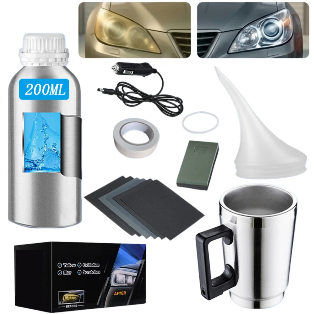 Lampa samochodowa zestaw regeneracyjny chemiczny polski reflektor zestaw do renowacji polski reflektory samochodowe polimerowe ciekłe reflektory kubek parowy