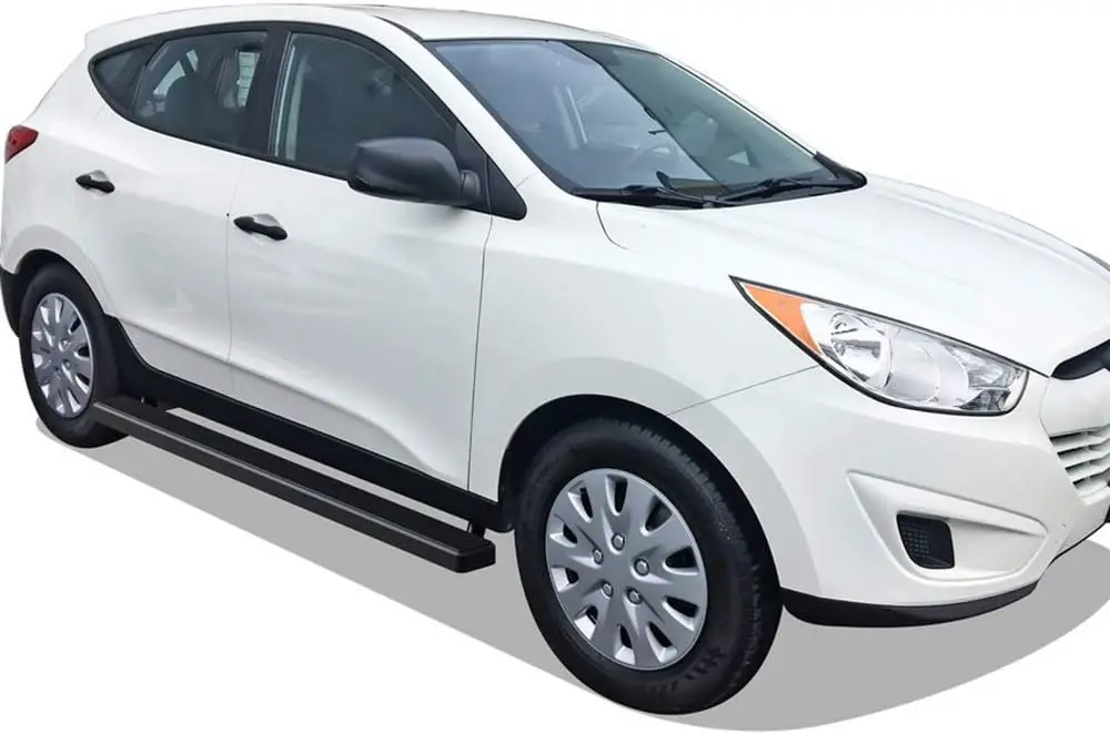 لوحات الجري (قضبان Nerf ذات الخطوات الجانبية) متوافقة مع Hyundai Tucson 2010-2014 (مطلي مسحوق أسود 4 بوصات)