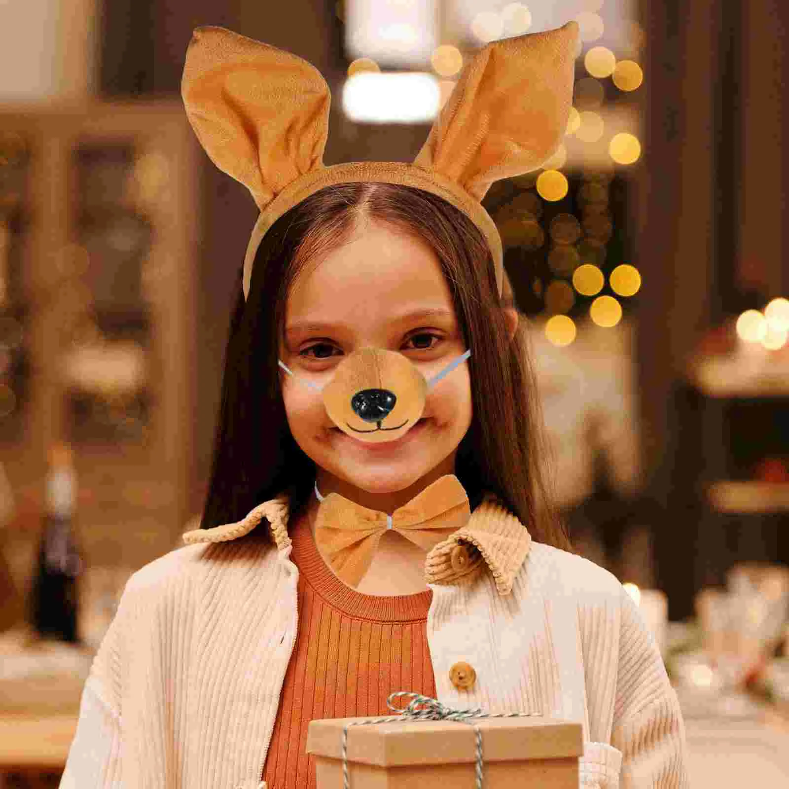 Cosplay Kangaroo Ear Headband Baby Child Plush Animal Tail Kits 2400X2100X150CM Plastic Cloth Bow Tie for Girl