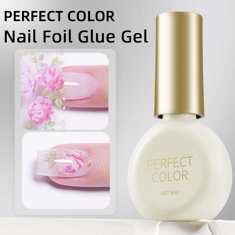 COLORE PERPETTO Gel per colla per lamina per unghie Gel per trasferimento in lamina da 8 ml per adesivi per unghie Trasferimento unghie. Unghie natalizie, lamina per unghie in pizzo