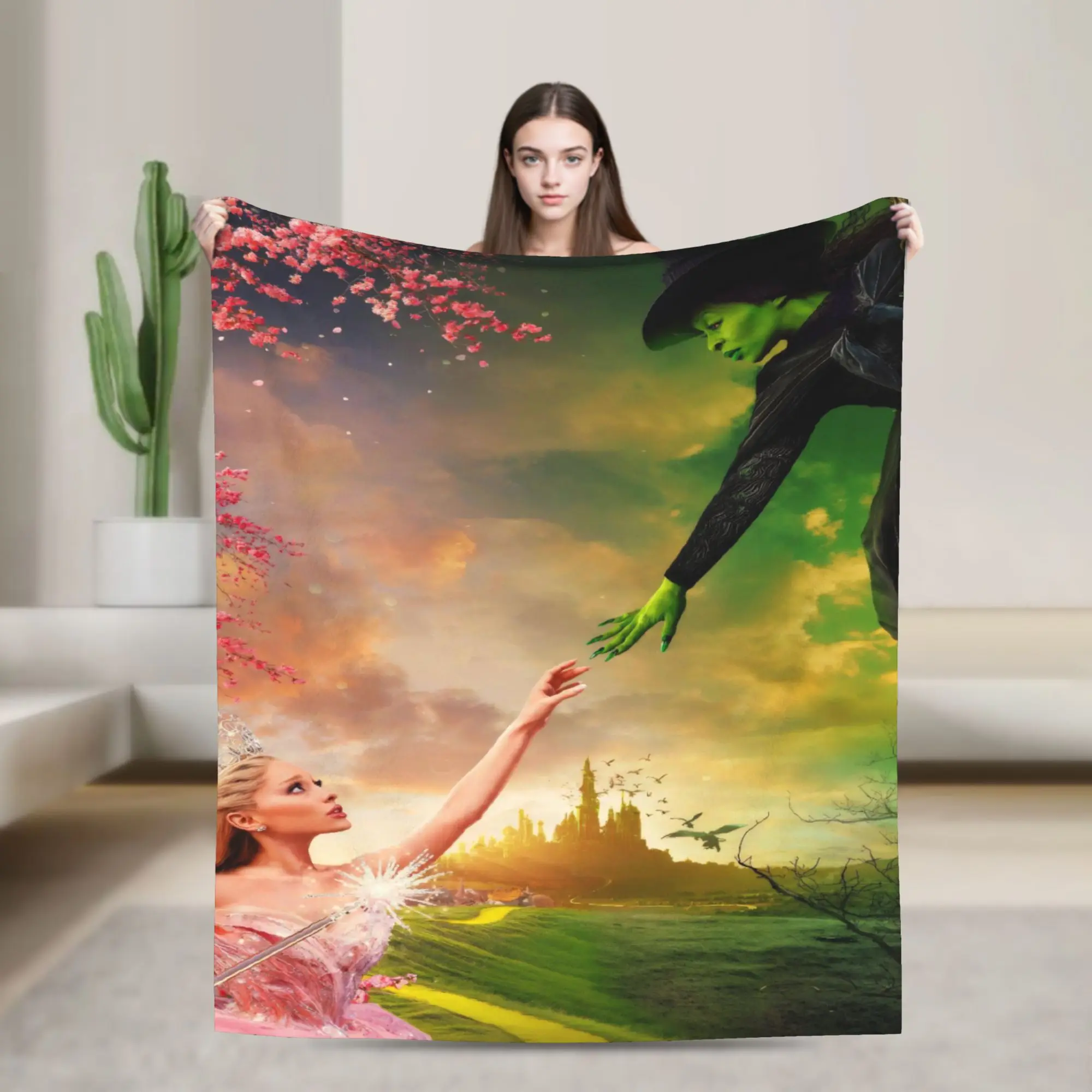 Wicked Movie Fleece Throw Blankets Elphaba Glinda Blankets for Bedding Couch Ultra-Soft Plush Thin Quilt