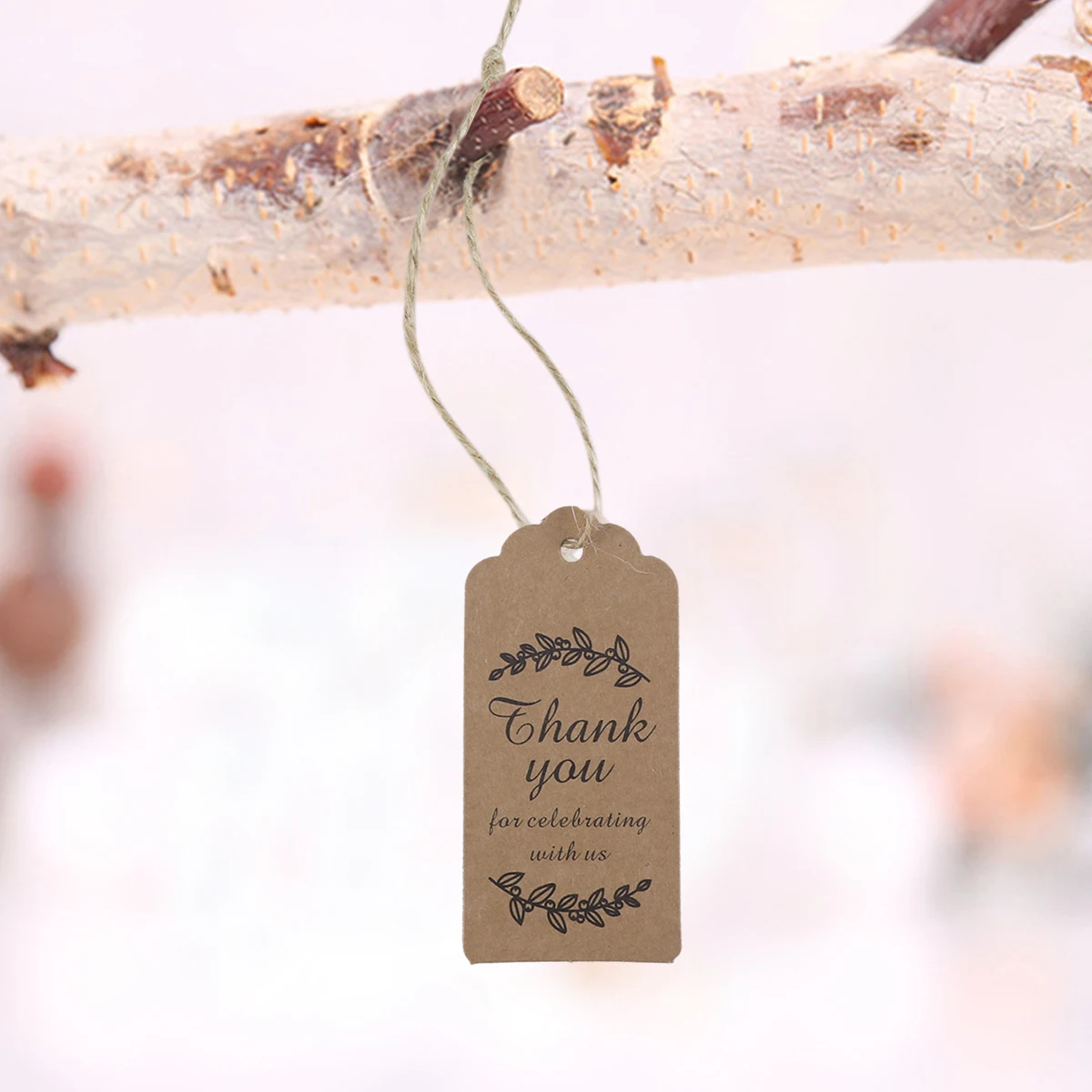 100Pcs Beautiful Printing Hangtag Kraft Paper Gift Tags For Weddings Anniversaries Events