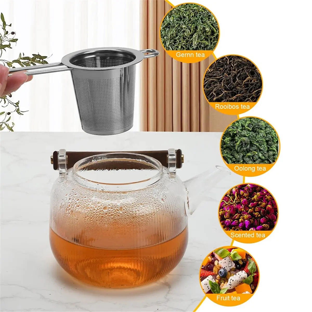 Stainless Steel Tea Infuser with Double Long Handles for Mugs, Cups, and Teapots