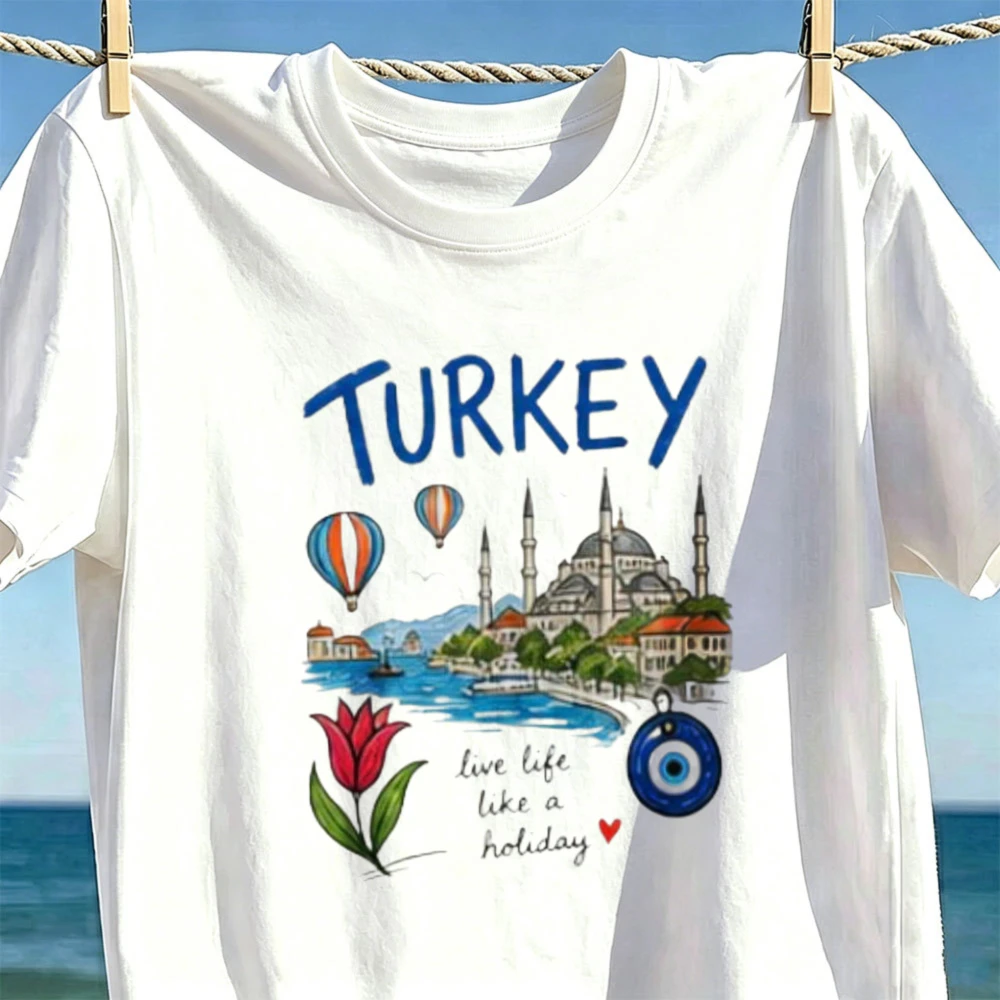 Turkey Travel T-Shirt Vibrant Istanbul Inspired Tee Playful Homemade Turkish Vacation Shirt Colorful Wanderlust Souvenir Apparel