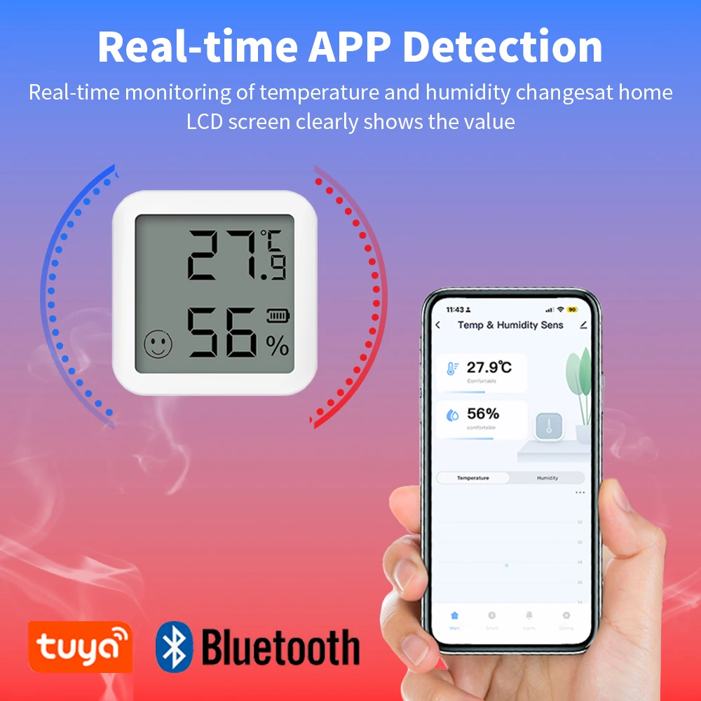 RSH Mini LCD Digital Thermometer Hygrometer WiFi Bedroom Temperature And Humidity Meter Sensor Warehouse Thermometer For Tuya