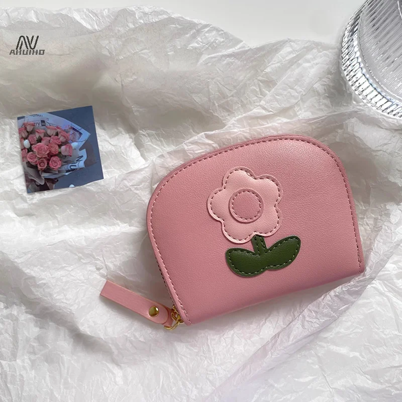 1PC Cartoon Small Flower Card Bag Cute And Compact Zero Wallet Card Clip