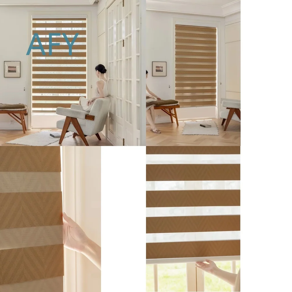 Smart Automatic Blackout Shutters for Day Night Use Double Fabric Zebra Shades for Windows with 2 Year Warranty for ZSTARR
