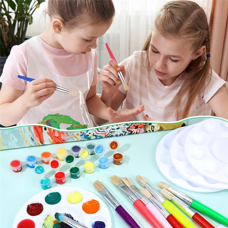 Paint Brush Set Round Flat Brush Palette Apron Easy To Clean Suitable For Acrylic Oil Watercolor Preschool