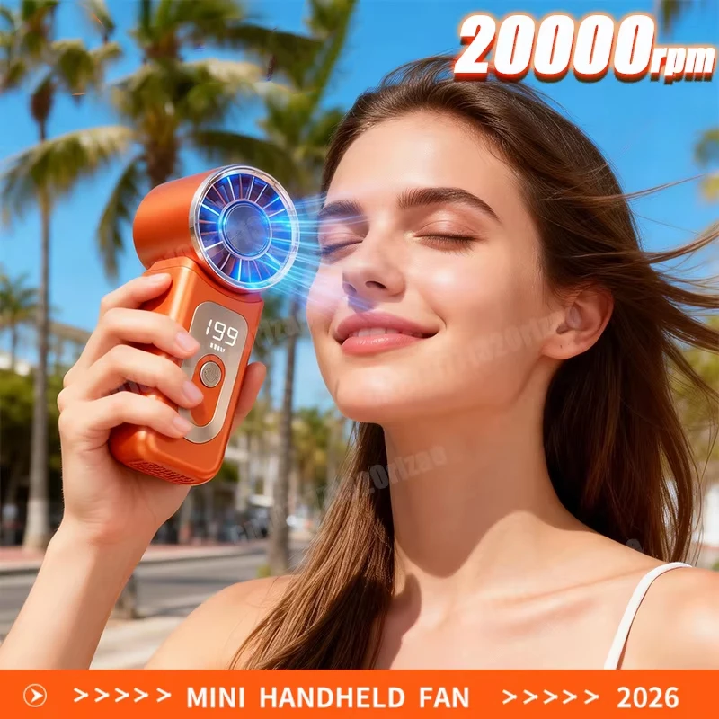 Handheld Turbo Fan High Speed 20000rpm USB Rechargeable Long Endurance Powerful Portable Outdoor Summer Fan For Travel