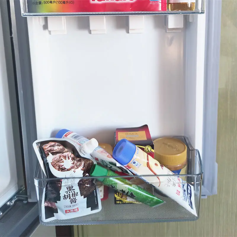 Estante de almacenamiento para puerta lateral del refrigerador, Clip de manguera de cocina, salsa, leche condensada, Mustard, fijo, para colgar en la pared, instalación sin perforaciones