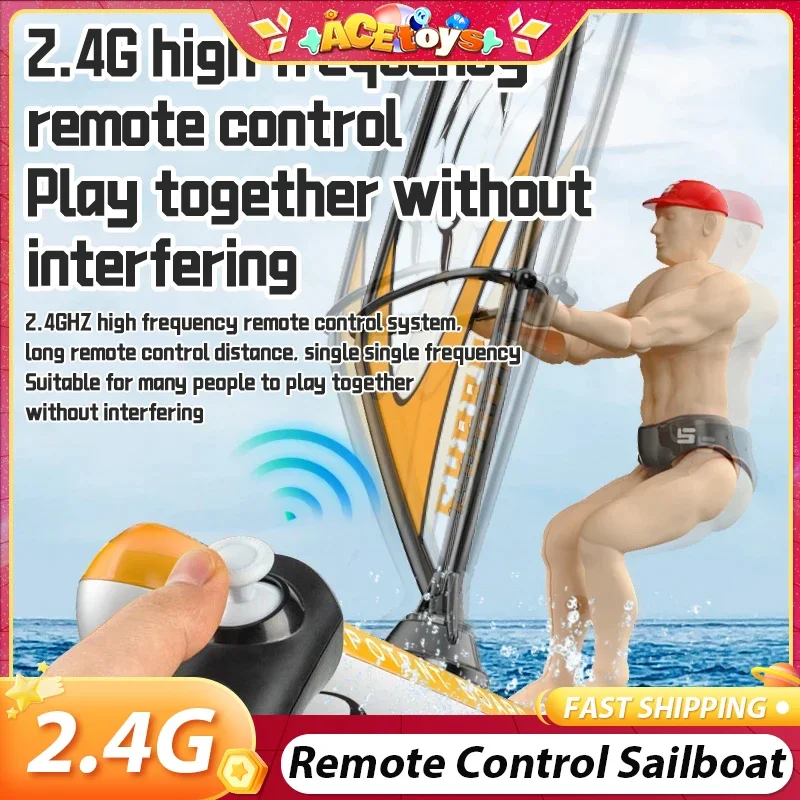 2.4G Electric Remote Control Racing Sailboat Frequency With Light Waterproof High Speed Endurance Children's Water Toys