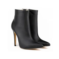 Women Short Boots Sexy Pointed Toe Side Zipper Super High Heels Pumps 2026 Female Party Shoes Botas De Mujer Plus Size 35-42