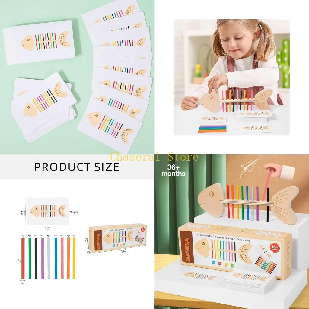 E7CE Rainbow Fish Bone Puzzle Game Toy para pré -escolares estimulando o desenvolvimento do cérebro e a capacidade cognição a