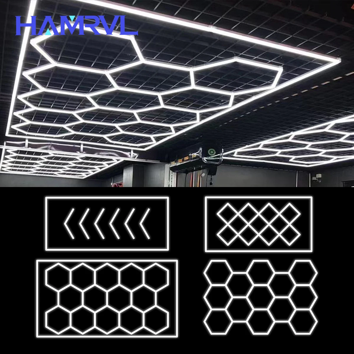 

Garage Light Hexagon Lights lamp 110V-240V Led Tube Honeycomb Ceiling Lighting For Auto Car Body Repair Led Workshop With Border