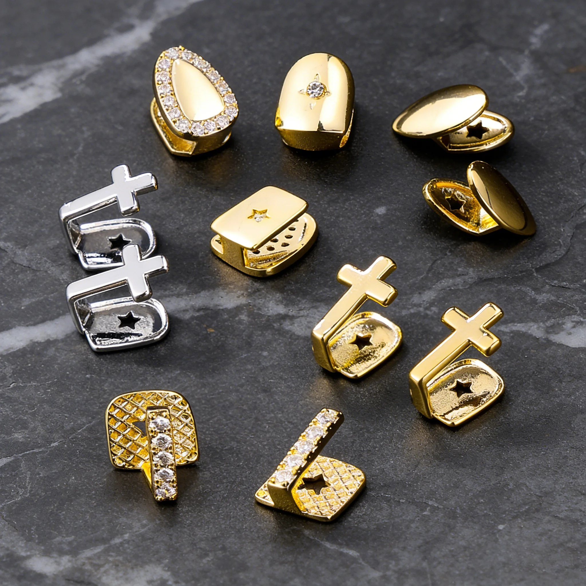 Hip-hop Micro-inlaid Zircon Braces Star Cross Inlaid Zirconia Braces For Women Men Drill Personalized Birthday Body Jewelry Gift