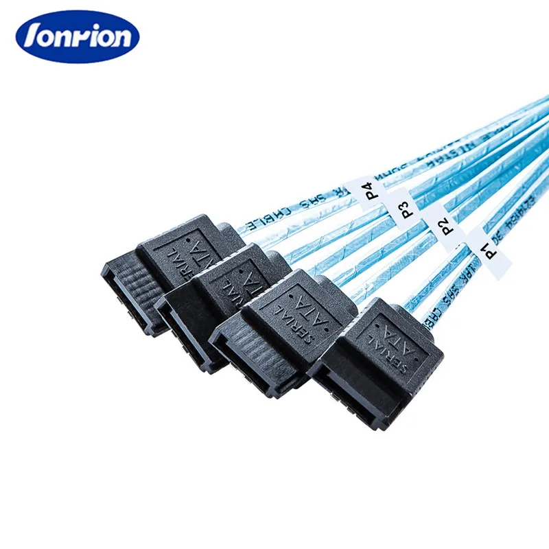SAS SATA 케이블 미니 SAS SFF-8087 to 4 SATA 케이블, 미니 SAS 4i SFF8087, 36P to 4 SATA 7P 케이블, 12Gbps, 1/0 M 하드 드라이브 데이터