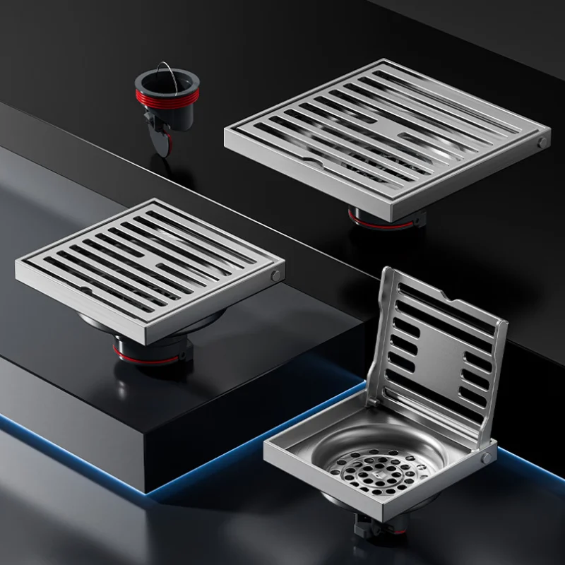 Upgraded Flip-up Floor Drain Apartment Public Restroom Anti-lost Floor Drain Cover 304 Stainless Steel Deodorant Floor Drain