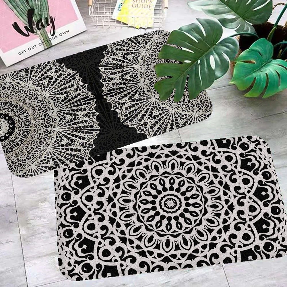 

Mandala Mehndi Style Door Mat Kids Room Bedroom Decoration Balcony Anti-Slip Doormat Living Room Doormat Area Rug