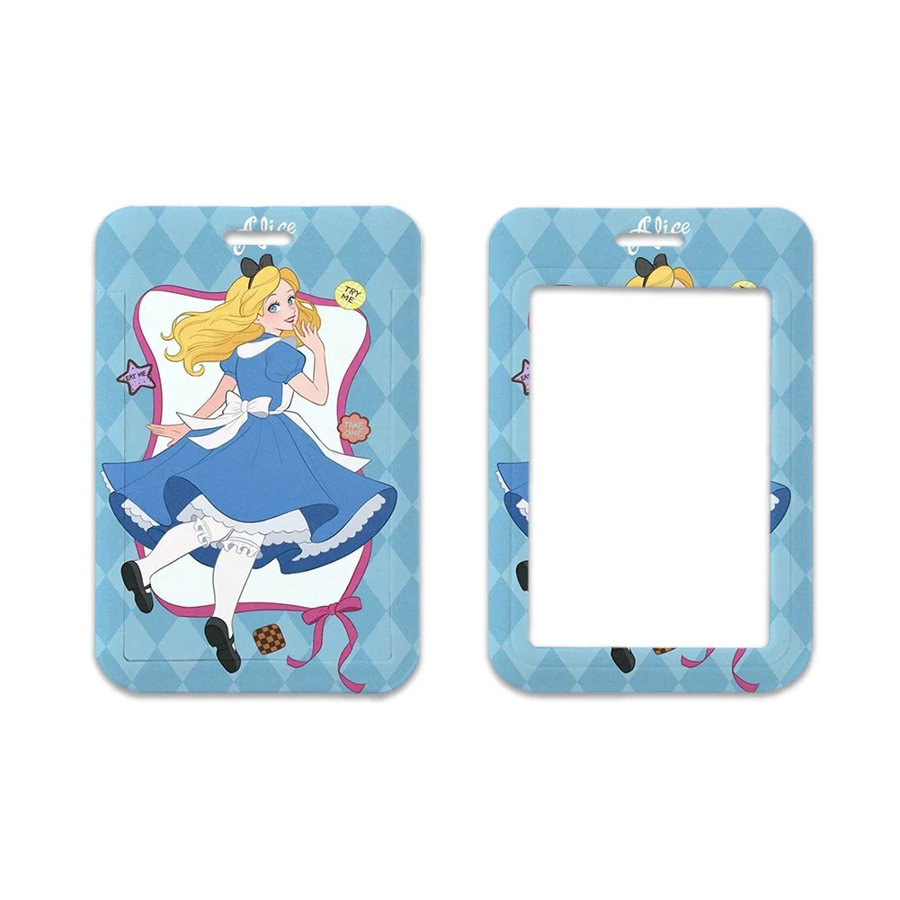 Disney Princess ID Badge Holder Lanyard Credit Card Holders Disney Alice With Cute Keychain Neck Strap Name Card Case