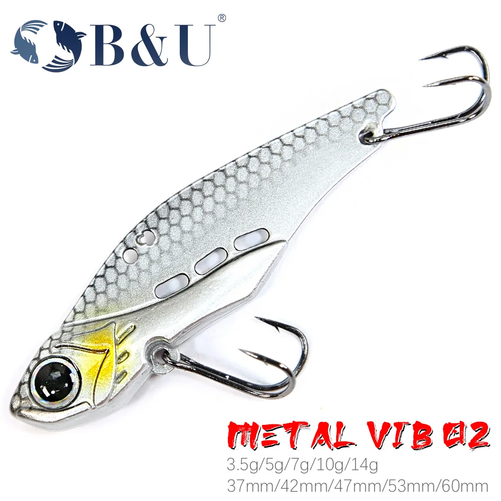 

B&U Blade Bait Spinner Spoon Metal Jig Bait VIB Sinking Spinning Treble Hook Spinnerbait Pesca Pike Carp Sea Fishing Lure