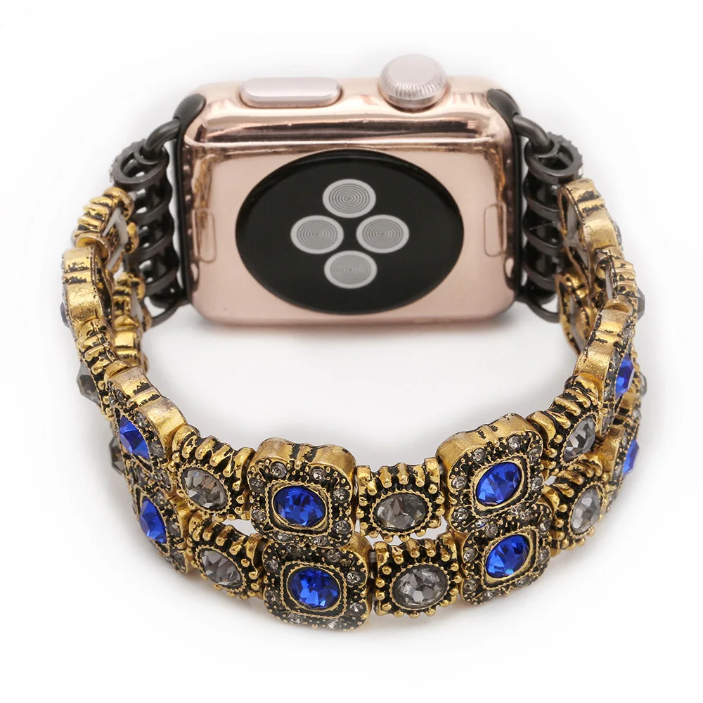 

Luxury Gold Diamond Strap for Apple Watch Strap 38mm 42mm 40mm 44mm Metal Gem Band for iwatch Series SE 6 5 4 3 2 1 Bracelet