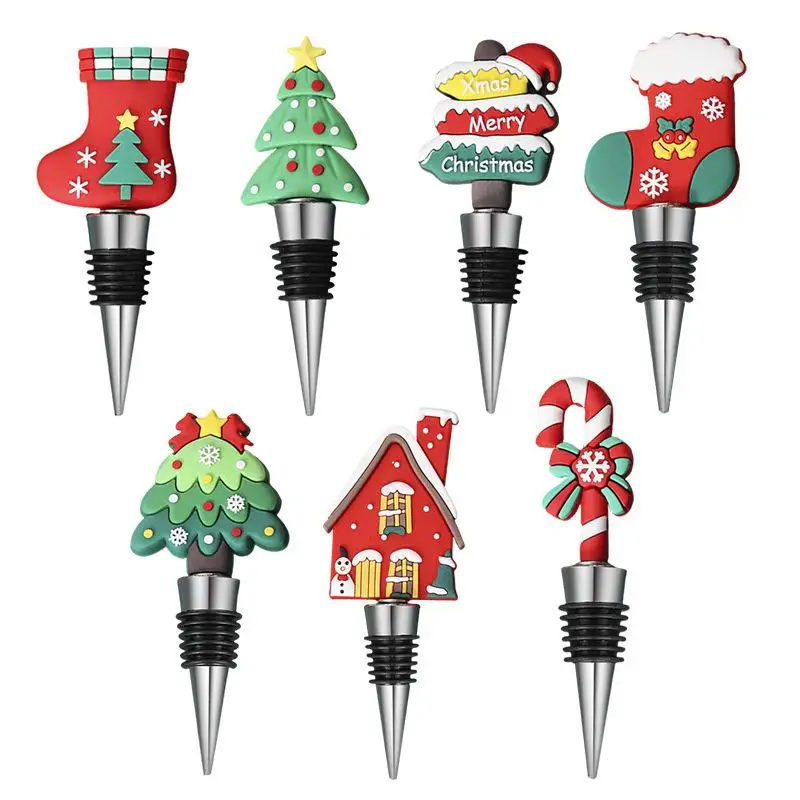 (BF06)PVC Christmas Series Snowman Shape Wine Stopper Fresh Keeping For Wine Champagne Bar Party Decoration Accessories