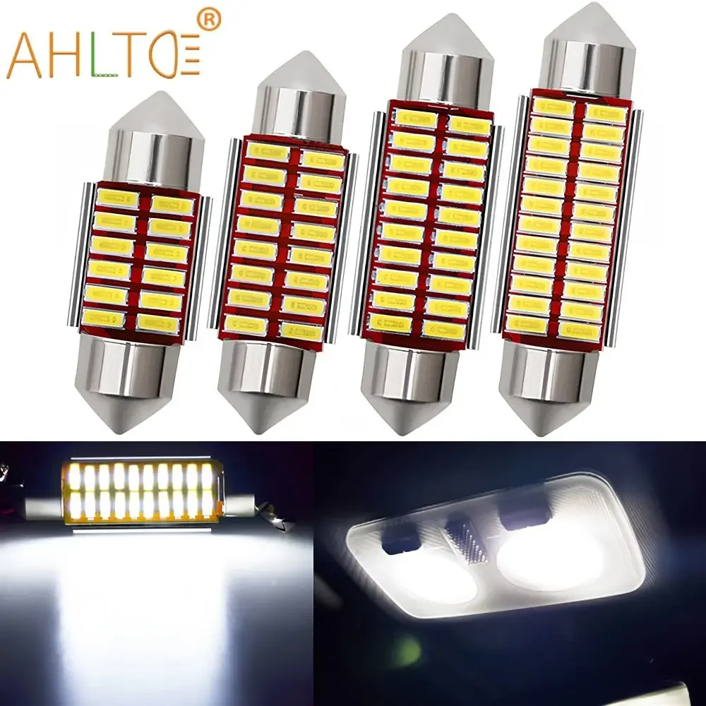 4PCS Car Doom Lamp Reading C5W Led C10W LED 4014 SMD 12/16/20/24Leds Festoon Light Interior 31mm 36mm 39mm 41mm 12V Modification