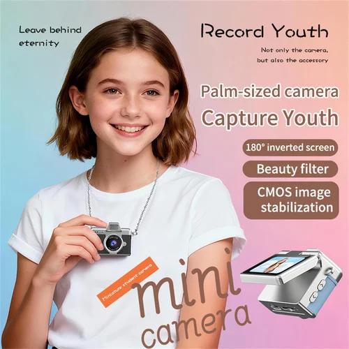 Imagen 2 del producto Mini cámara con llavero, cámara Digital con pantalla abatible de 1,47 pulgadas, videocámara de bolsillo HD CCD para niños y adultos, regalo para cumpleaños, Año Nuevo