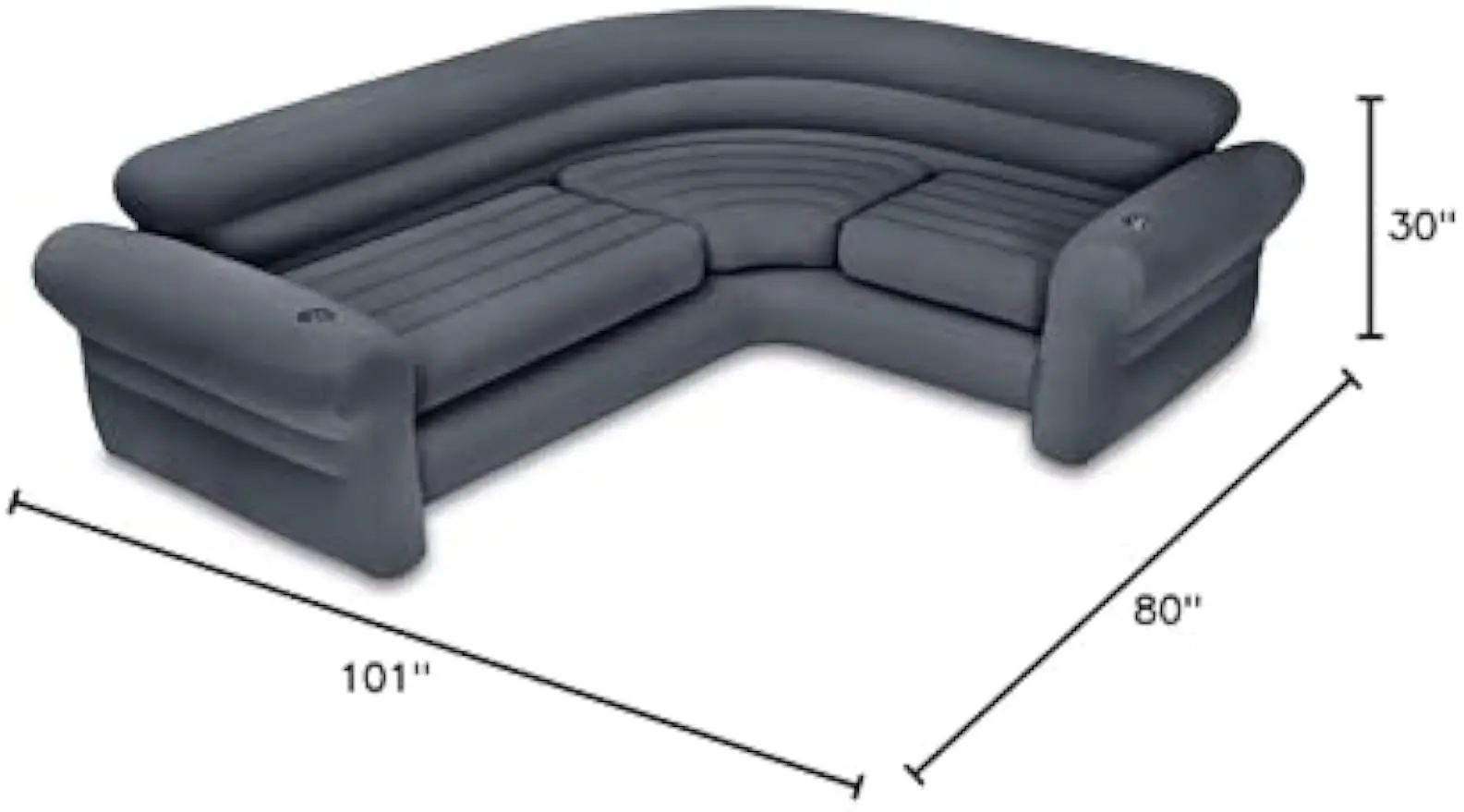 Inflatable Corner Sofa with 2 68564EP Ultra Lounge Chairs & Ottomans, Indoor Use, Cupholders, 2-in-1 Valve, 880lb/220lb Capacity